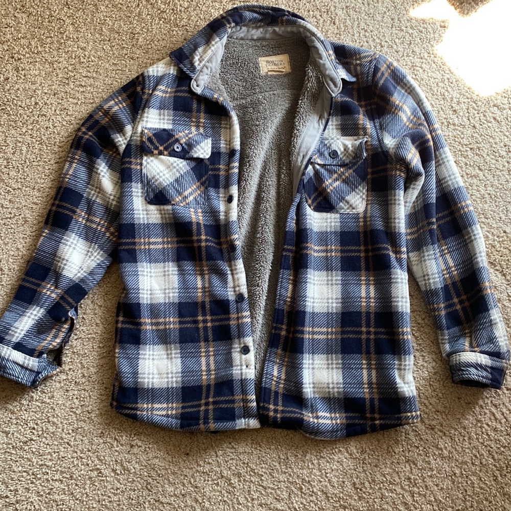 Boston Traders, Blue Plaid Sherpa Lined Coat